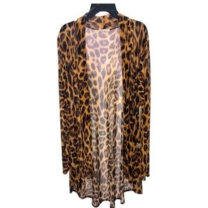 NWT Rae‎ Republic Leopard Print Open Front Cardigan Women’s Size Large